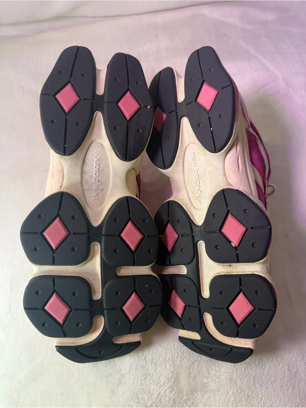 New Balance Women's Hot Pink and Cream Chunky Sneakers